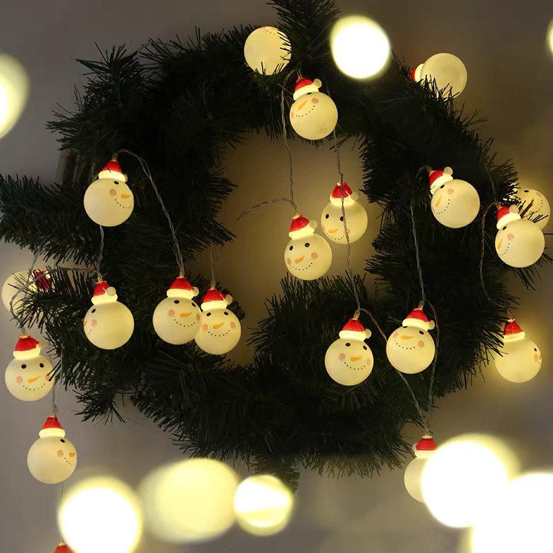 Winter snowman decorative lights String lights led lights Festive lighting scene Arrangement Battery hanging lights Children's lighting products Christmas Snowman 2m 10 light battery box warm white