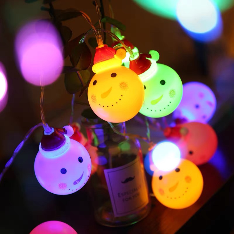 Winter snowman decorative lights String lights led lights Festive lighting scene Arrangement Battery hanging lights Children's lighting products Christmas Snowman 3m 20 light battery box color