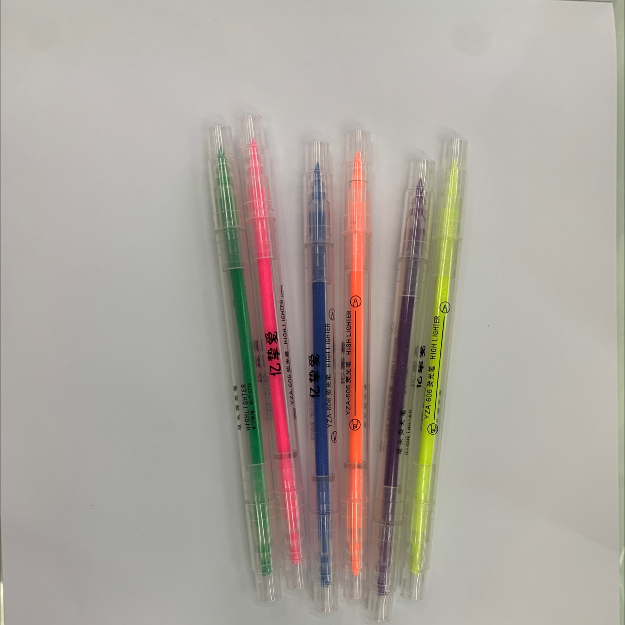 彩色双头6色荧光笔标记重点划线学生涂鸦手账笔斜头记号