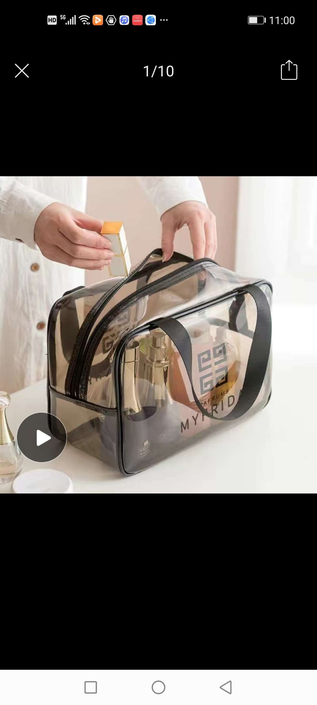 Transparent cosmetic bag detail image 1