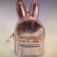 厂家直销现货皮粉色荔枝纹面料可爱兔耳朵休闲小背包