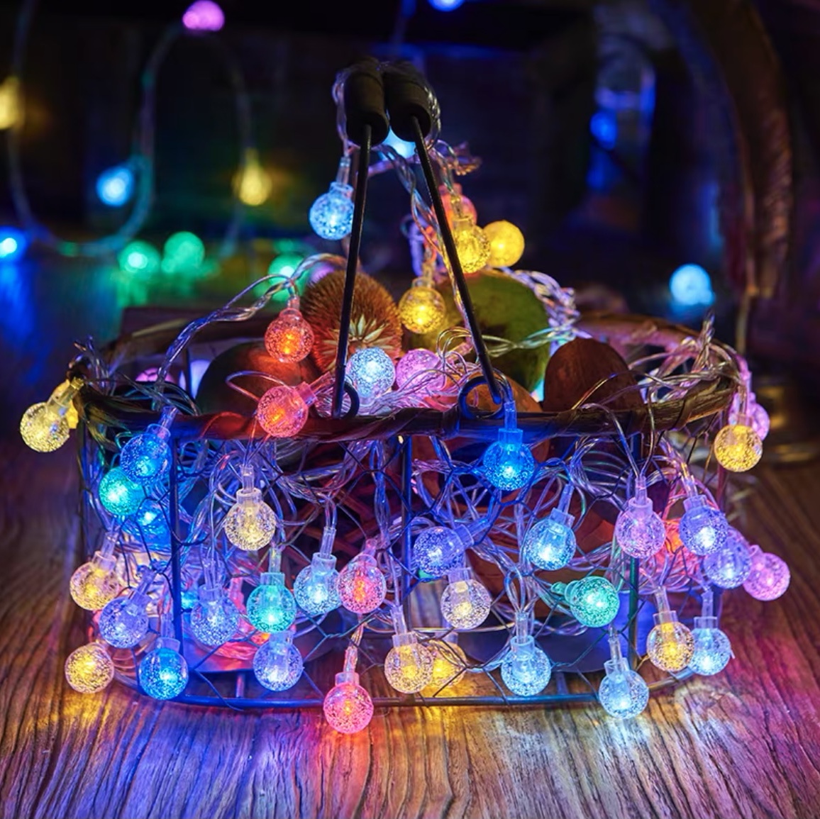 LED small color lights Flashing lights string lights all over the sky star network red lighting bedroom decoration girl heart room decoration star light beads color 10 meters 100 light plug with tail plug
