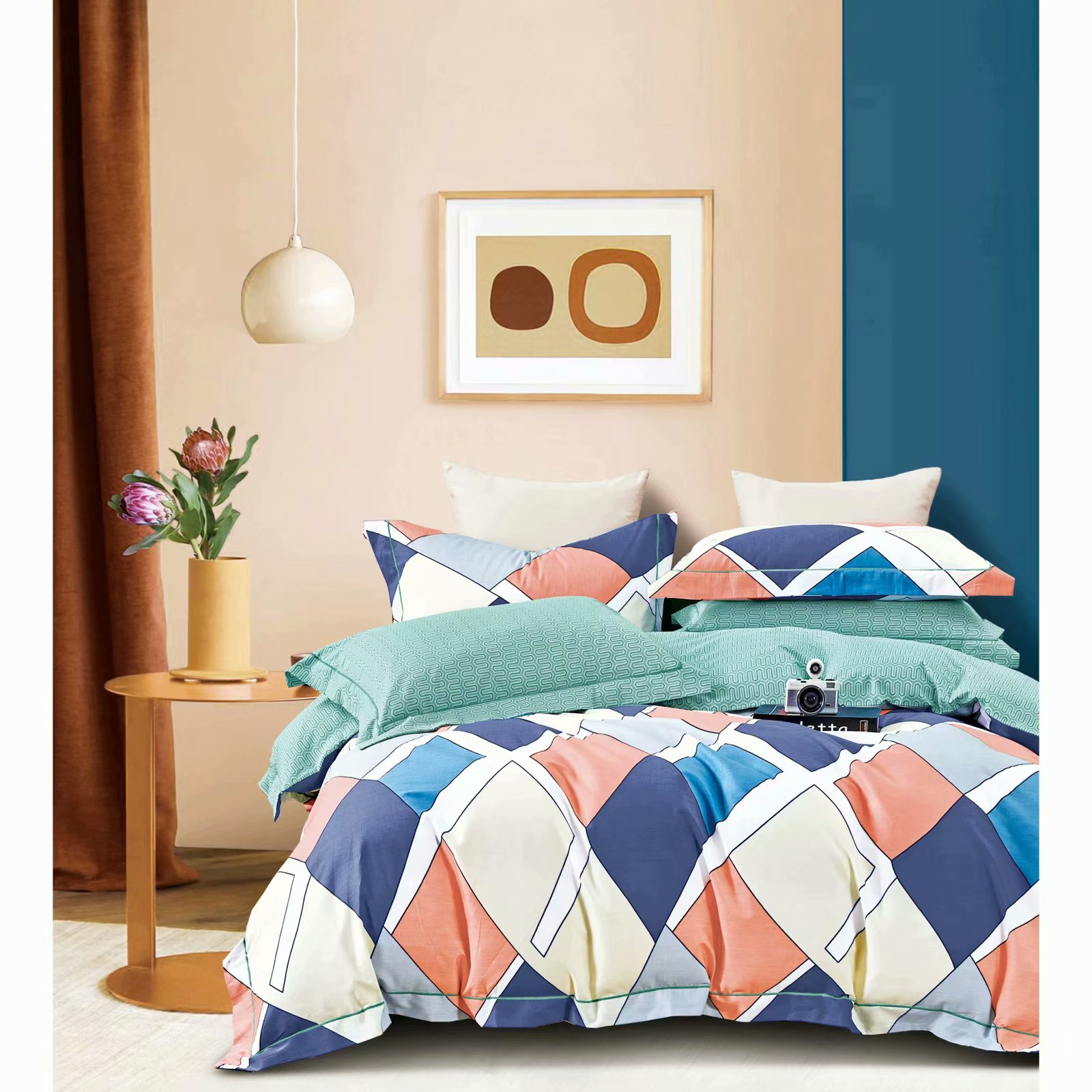 Four-piece set, all-cotton wholesale and retail with geometric style
