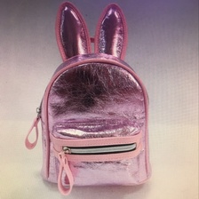 厂家直销现货粉色荔枝纹面料可爱兔耳朵休闲小背包