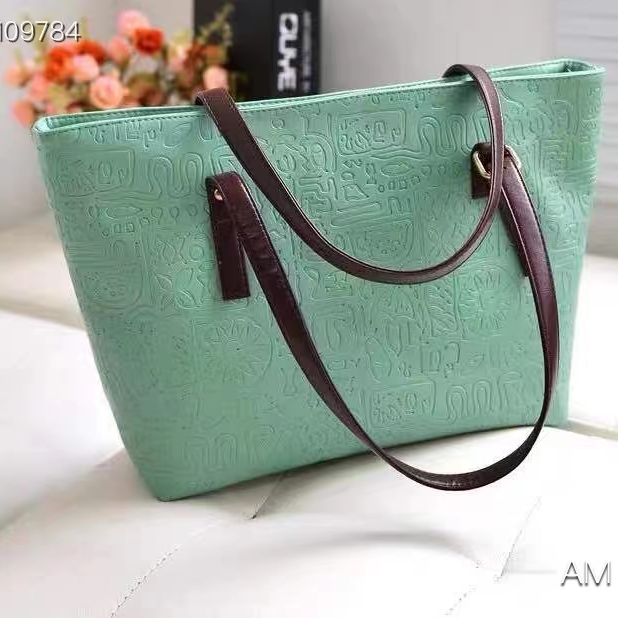 Blue face spring/summer Korean women's large bag PU retro Oracle simple shoulder bag handbag for women