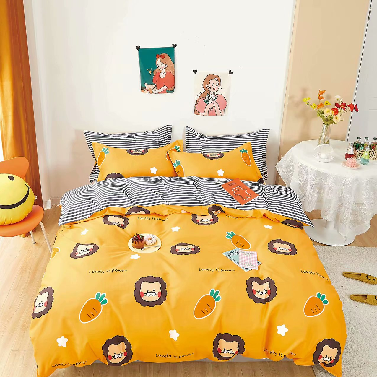 Retail and wholesale of all-cotton and pure cotton four-piece sets in orange
