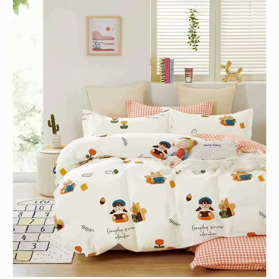 Retail and wholesale of all-cotton four-piece sets in stock, Beautiful Log beige