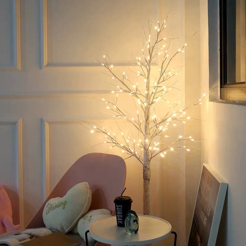 Birch tree LED color light, ins Internet celebrity bedroom decoration room, creative illuminated tree, romantic atmosphere, Nordic decorative light, 1.68 meters plug-in model details Picture
