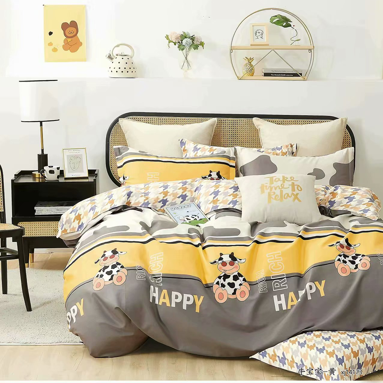 Retail and wholesale of all-cotton and pure cotton children's four-piece sets of cows