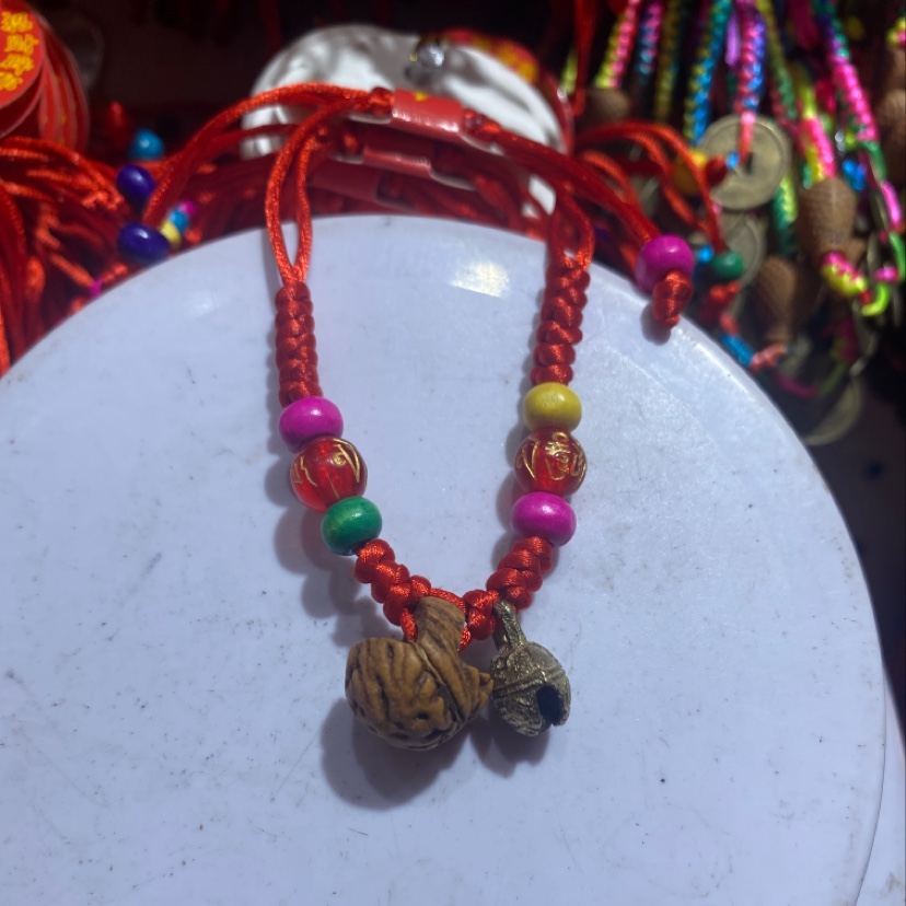 桃蓝，玲珰本命年手工编织桃核桃蓝母婴儿童宝宝手链