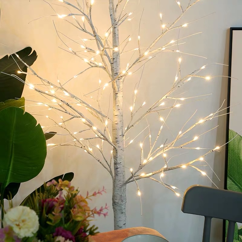 Birch tree LED color light, ins Internet celebrity bedroom decoration room, creative illuminated tree, romantic atmosphere, Nordic decorative light, 1.68 meters plug-in model detail image 4