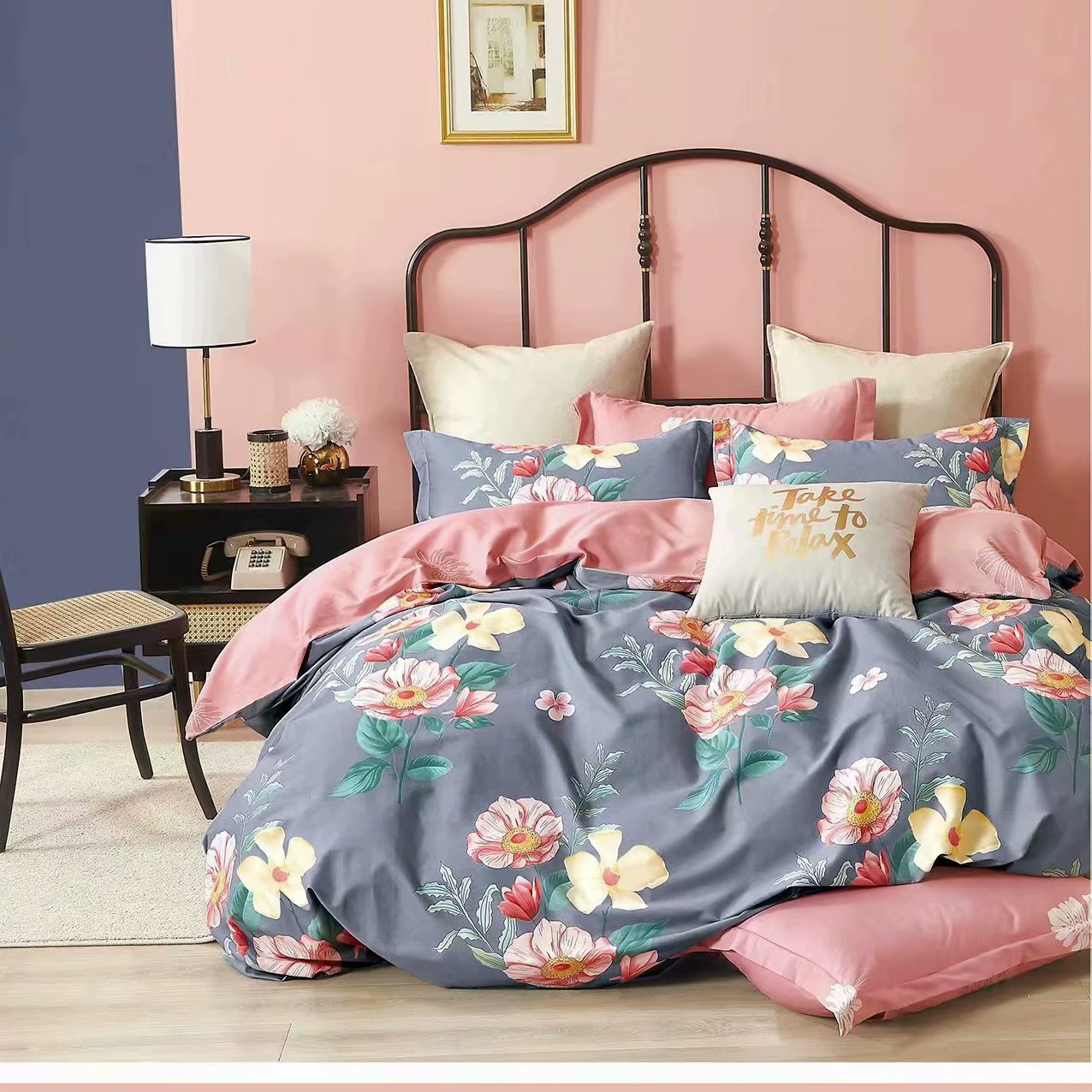 Retail and wholesale of all-cotton and pure cotton four-piece sets, listening to the language of flowers