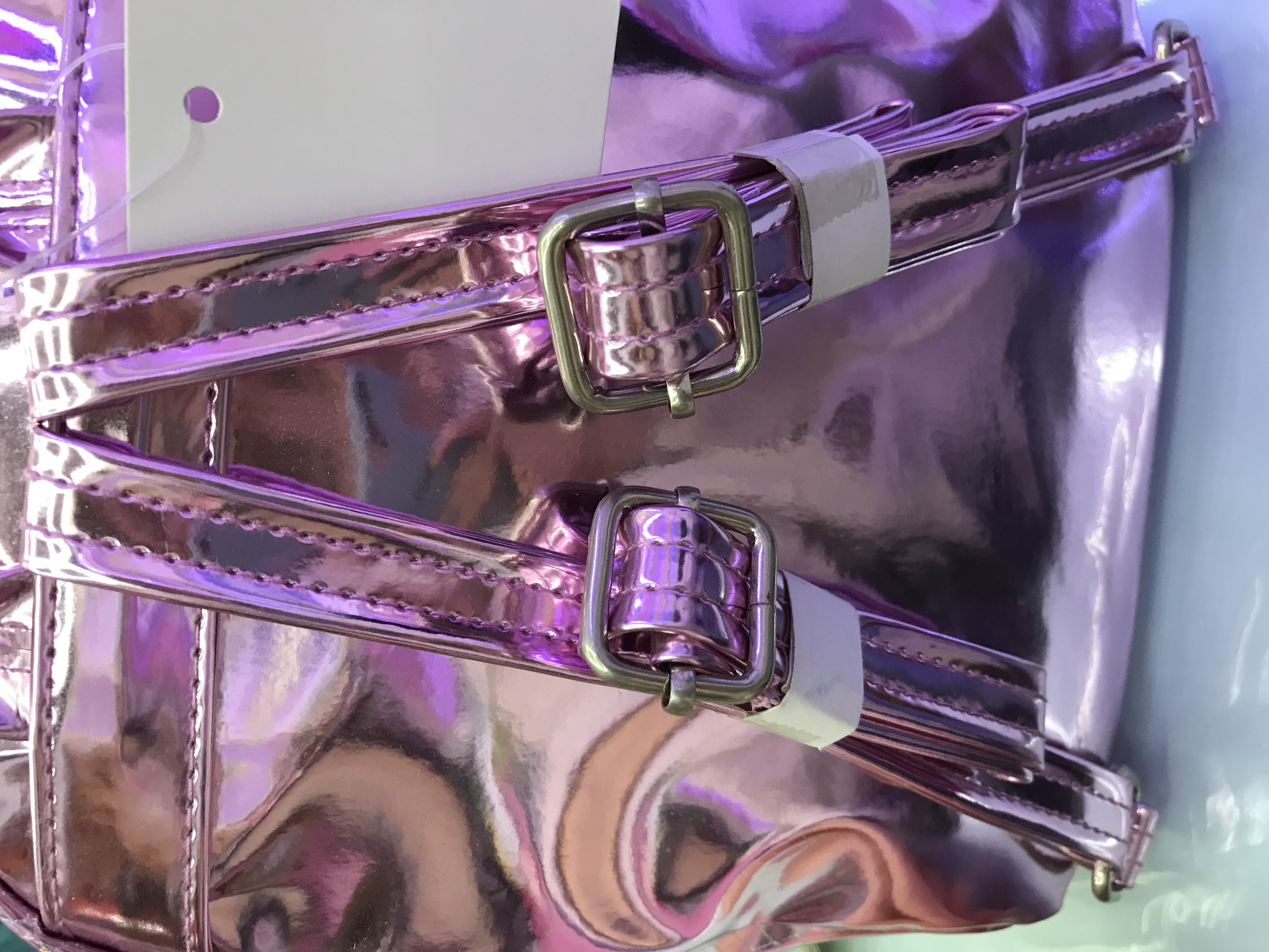 现货韩版儿童炫彩亮皮辐射兔耳朵可爱休闲小背包产品图