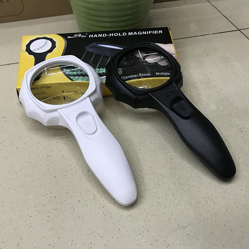 （晶辉）义乌厂家直销六LED灯伞型创意手持老年人阅读看书报放大镜玻璃镜片详情1