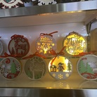 圣诞装饰发光原色木质圣诞树摆件 挂件 酒店商场橱窗装饰布置带灯摆件