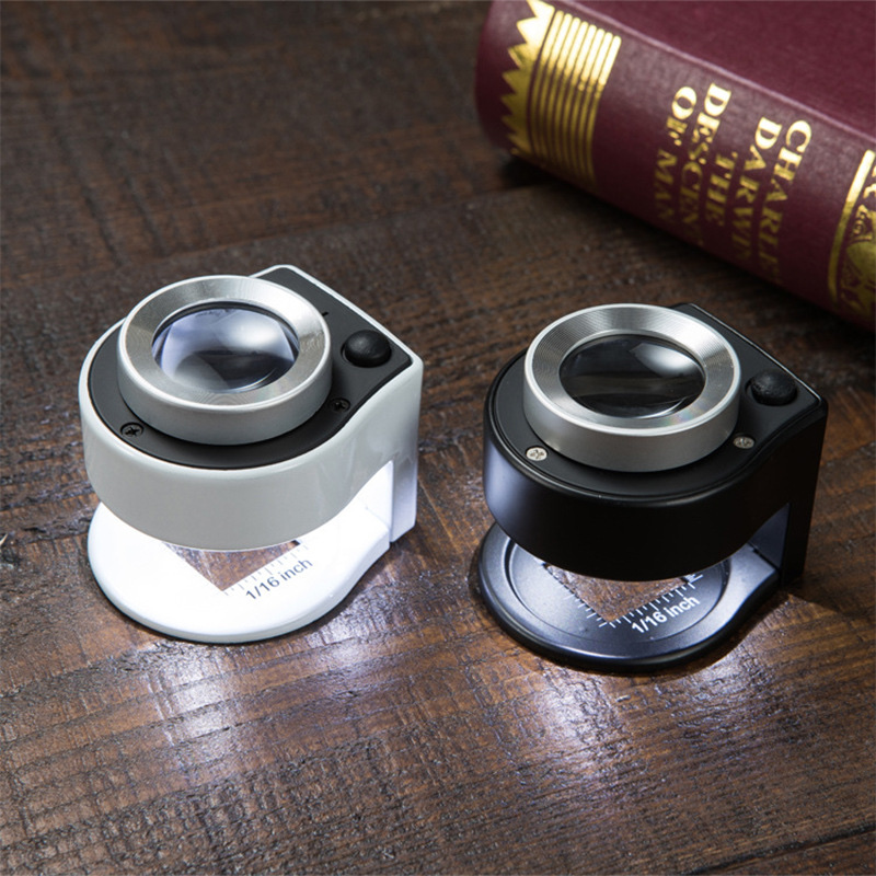 新款3个LED白光3个UV可验钞紫光小六灯黑色白色金属照布镜玻璃镜片皮套包装充电/电池款详情8