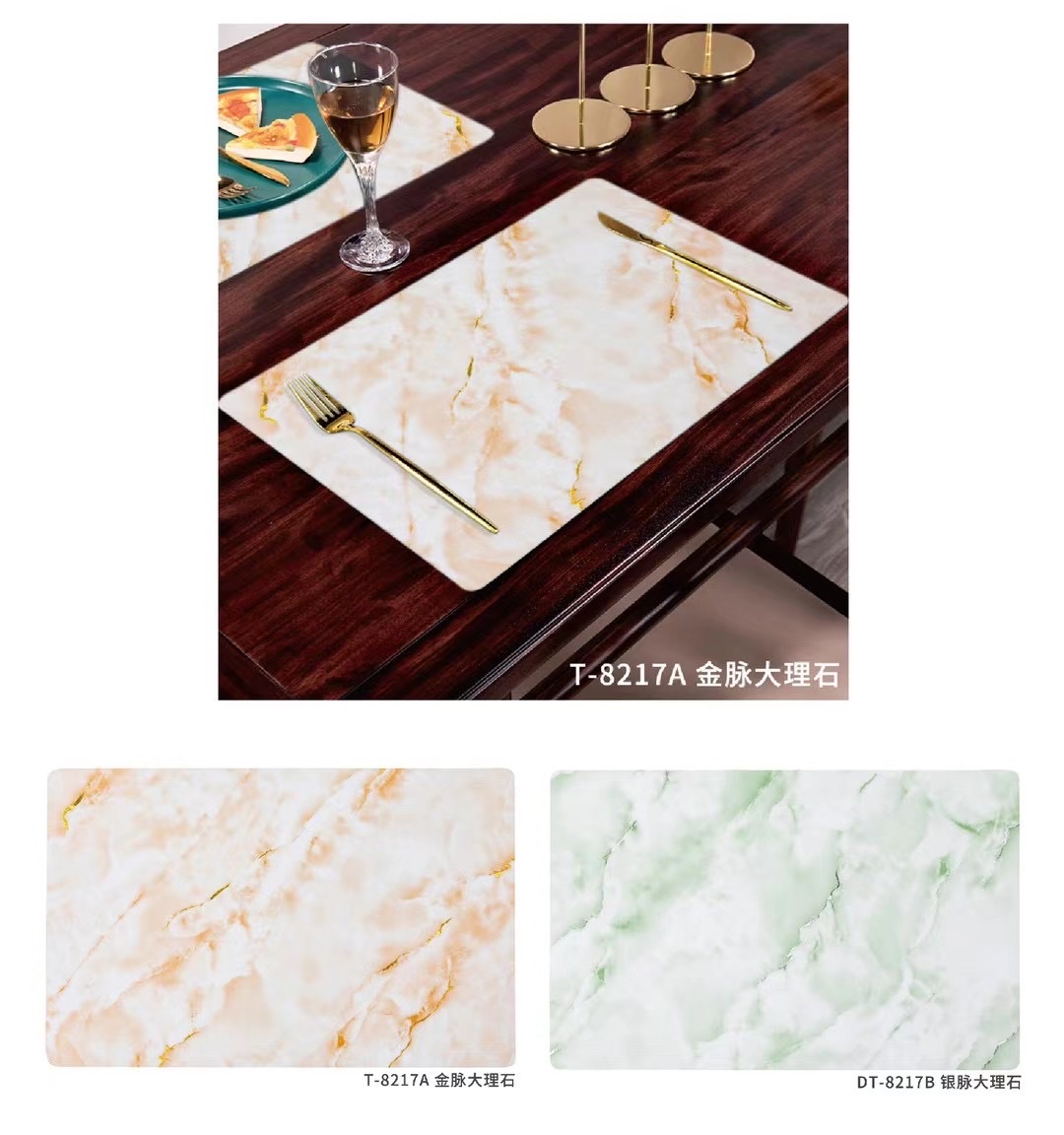 PVC waterproof and oil-proof placemats 30*45CM, marble placemats Application Scenario