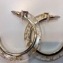 Transparent acrylic acetic acid gold powder double C earrings European and American personality female