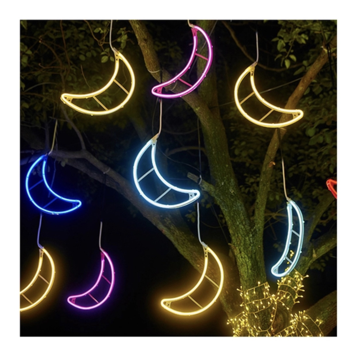led flexible light with five-pointed star Snow star Moon North Star Moon double five-star decorative light outdoor waterproof lighting 30cm color mix