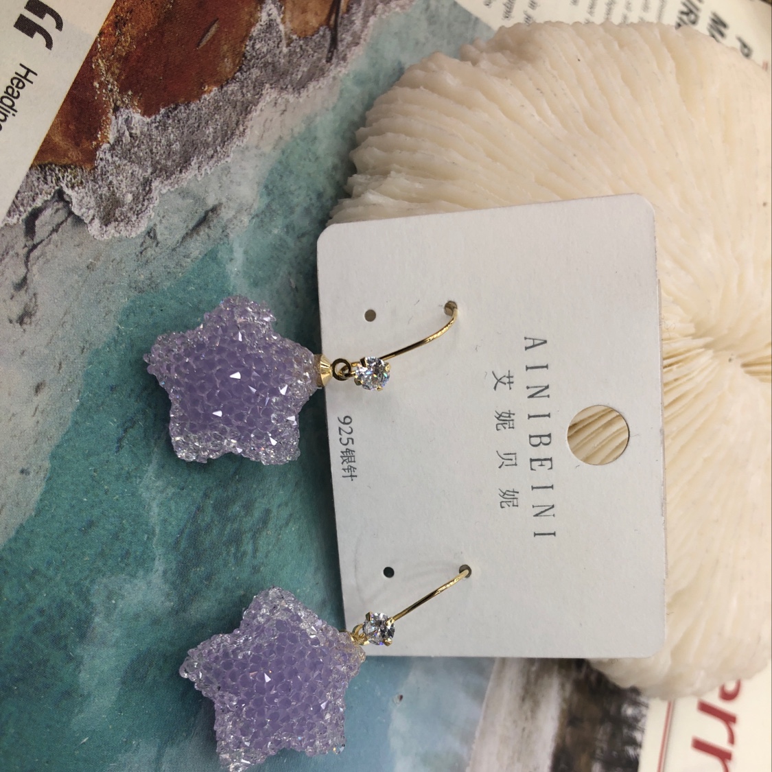 Crystal star ear hooks