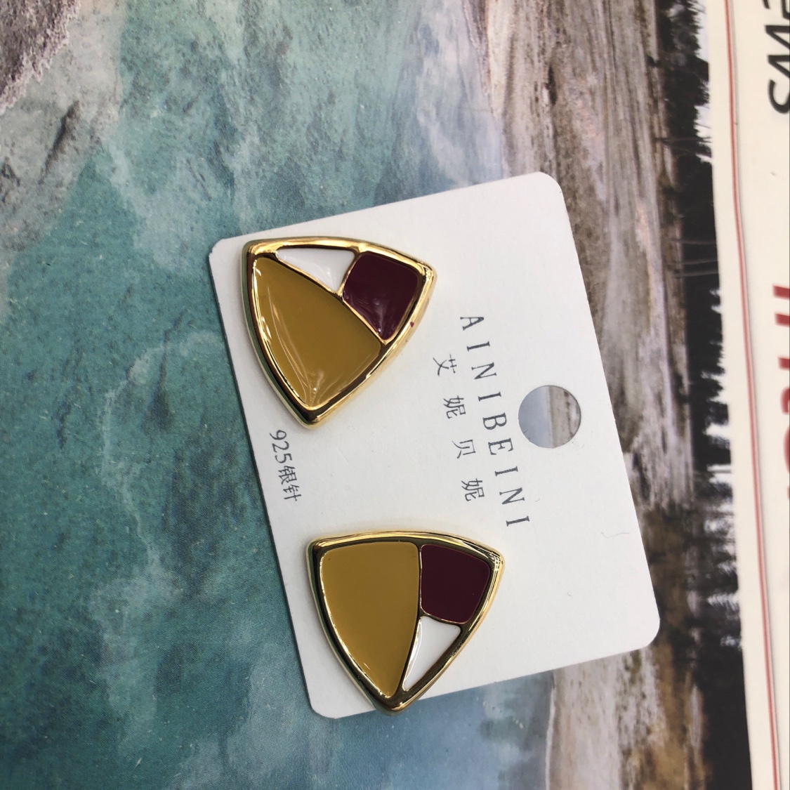 Geometric oil-dripping colored stud earrings