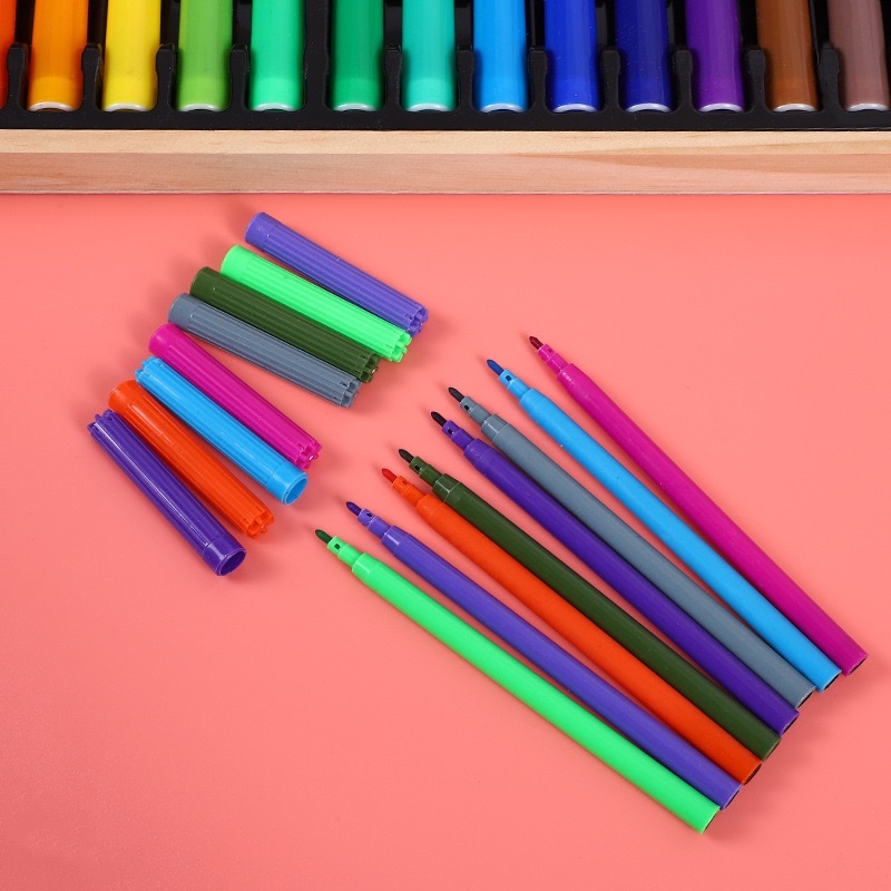 180色木盒儿童画笔水彩色笔可水洗幼儿园小学生绘画画笔套装礼盒 详情6