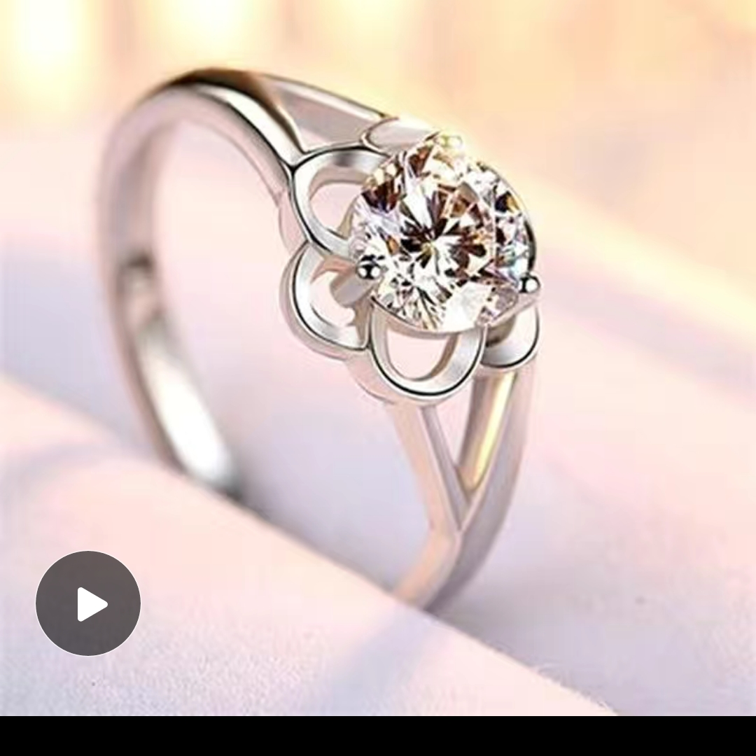 六瓣花经典戒指仿真求婚钻戒指女情侣戒指生日礼物