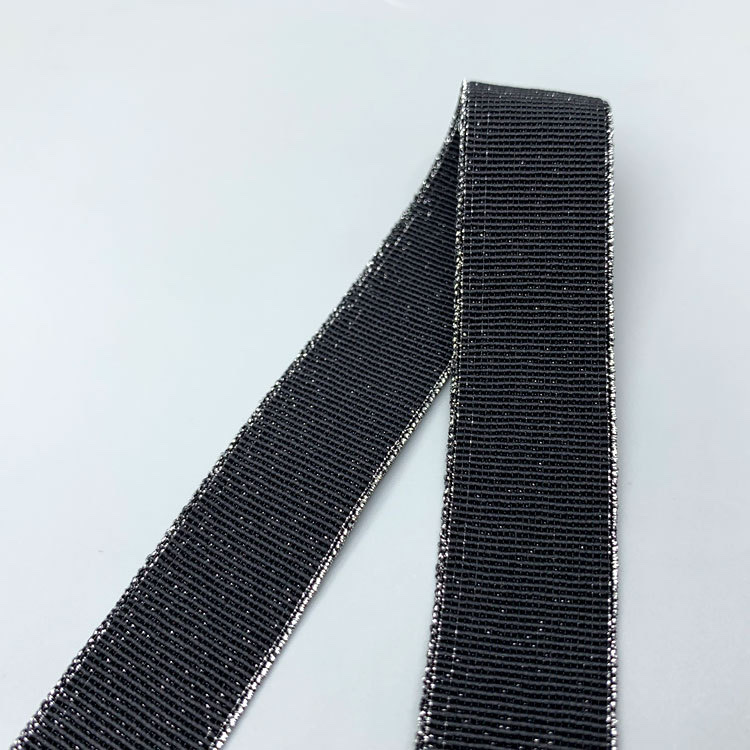 双杠金银丝松紧带 格子弹力织带 锦纶尼龙松紧带弹力