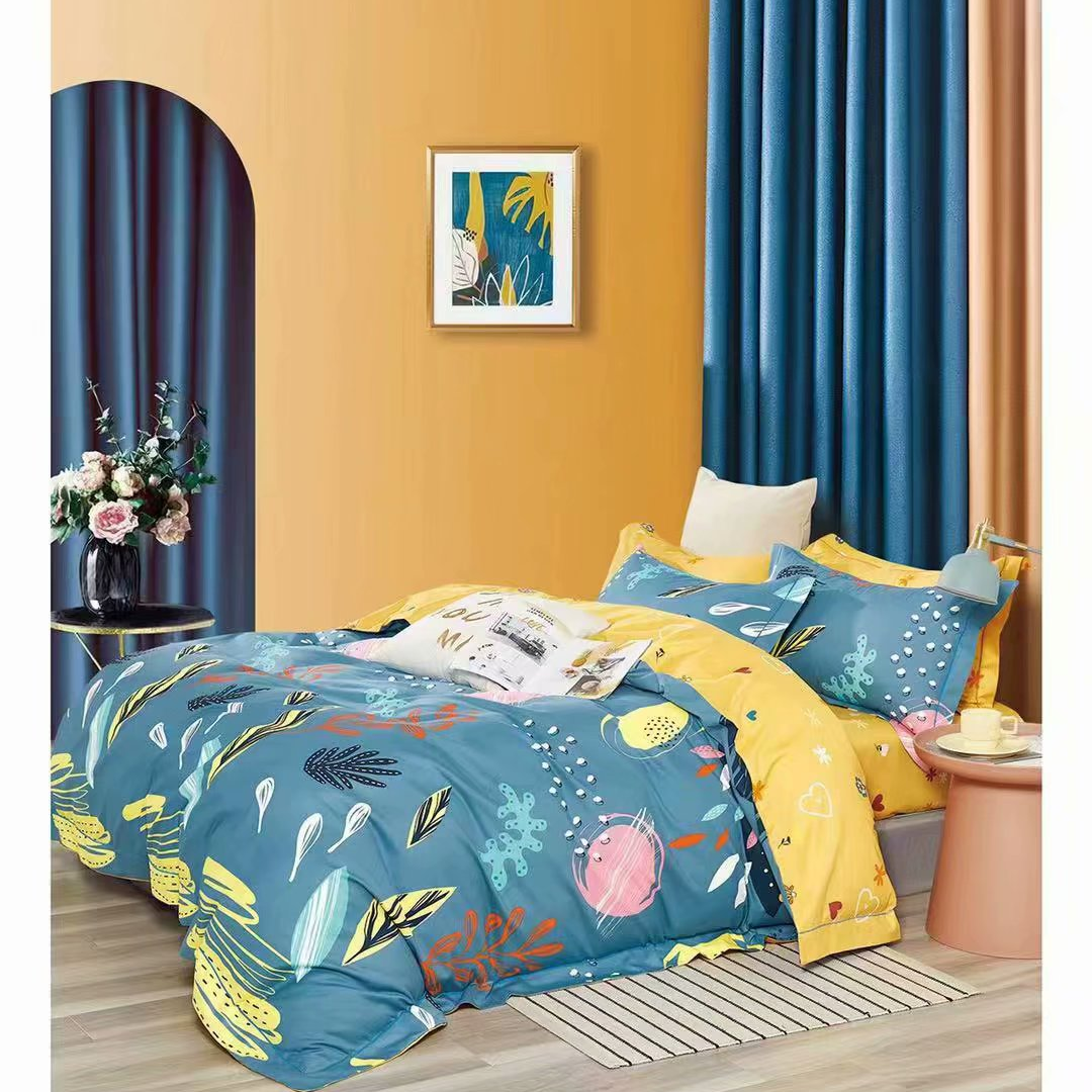 Wholesale and retail of four-piece sets, all-cotton in stock, Pattaya blue