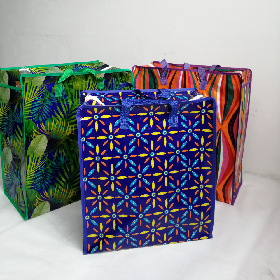 pp手提编织袋大号防尘防潮收纳袋顶部有拉链定制LOGO