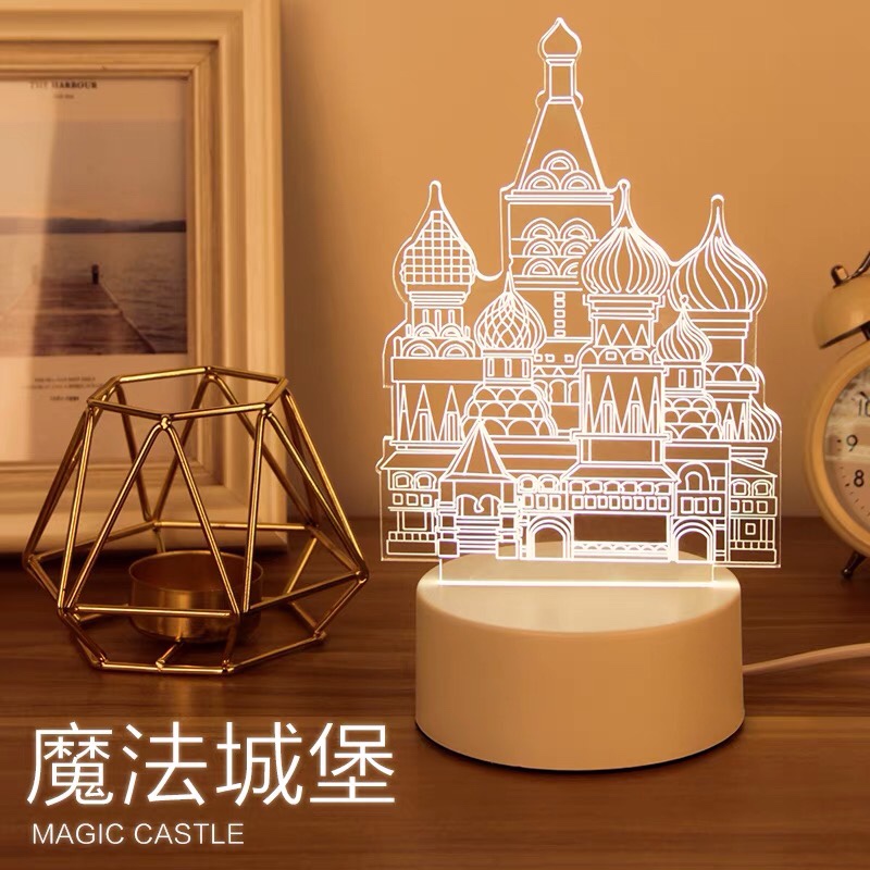 Birthday gifts for best friends and lovers, festival presents for girlfriends and men, practical desktop exquisite ornaments, 3d illuminated desk lamps, magic castles, USB
