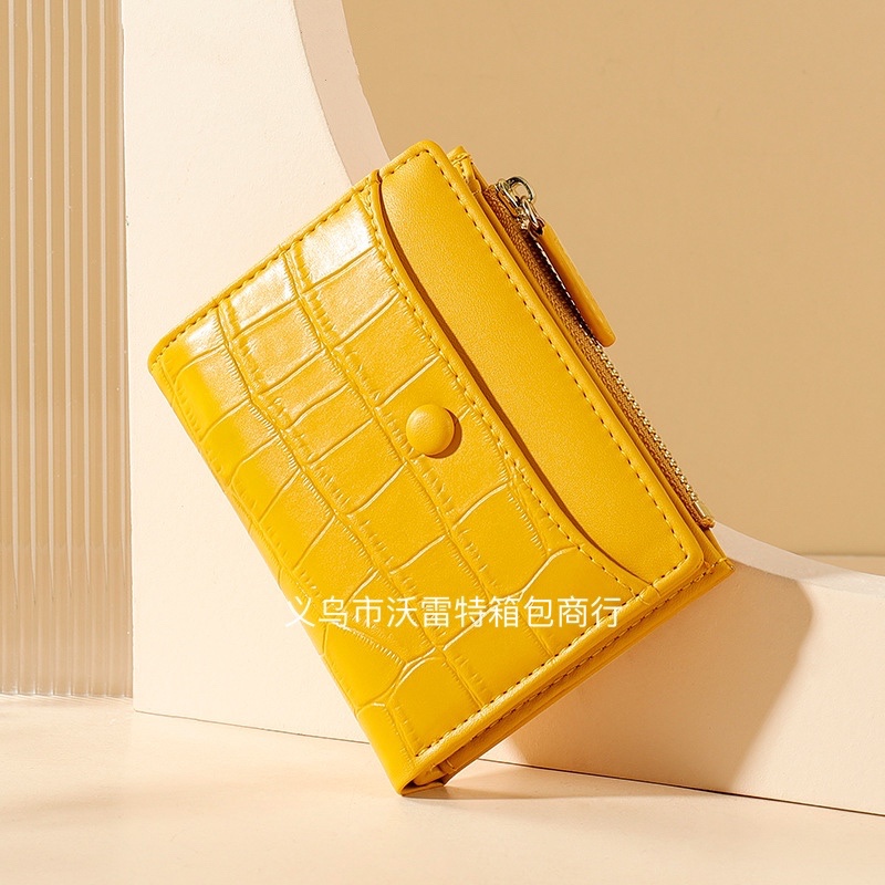 新款石头纹pu零钱包 时尚多卡位拉链钱夹 