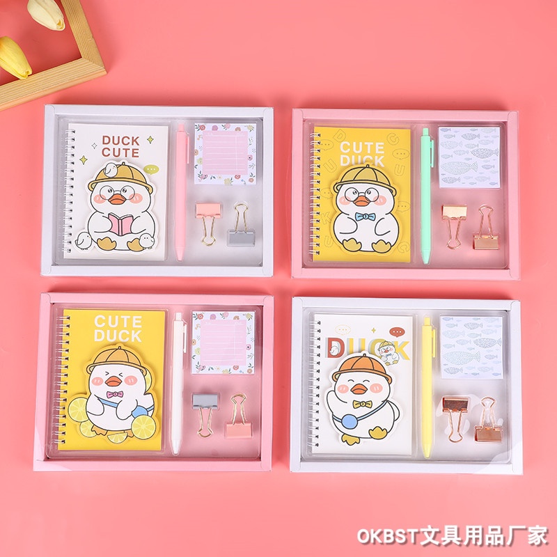 儿童学生本子礼品套装活动本子礼品套装创意学生日记本彩色圆珠笔胶带礼盒笔记本套装3D卡通书写本现货 