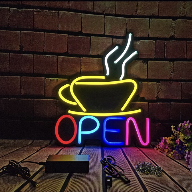 霓虹灯广告牌咖啡open