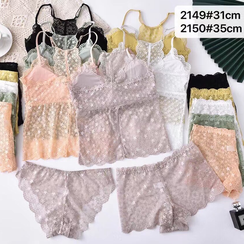 夏季女士 莫代尔纯棉 舒适透气 轻薄舒爽蕾丝套装2149