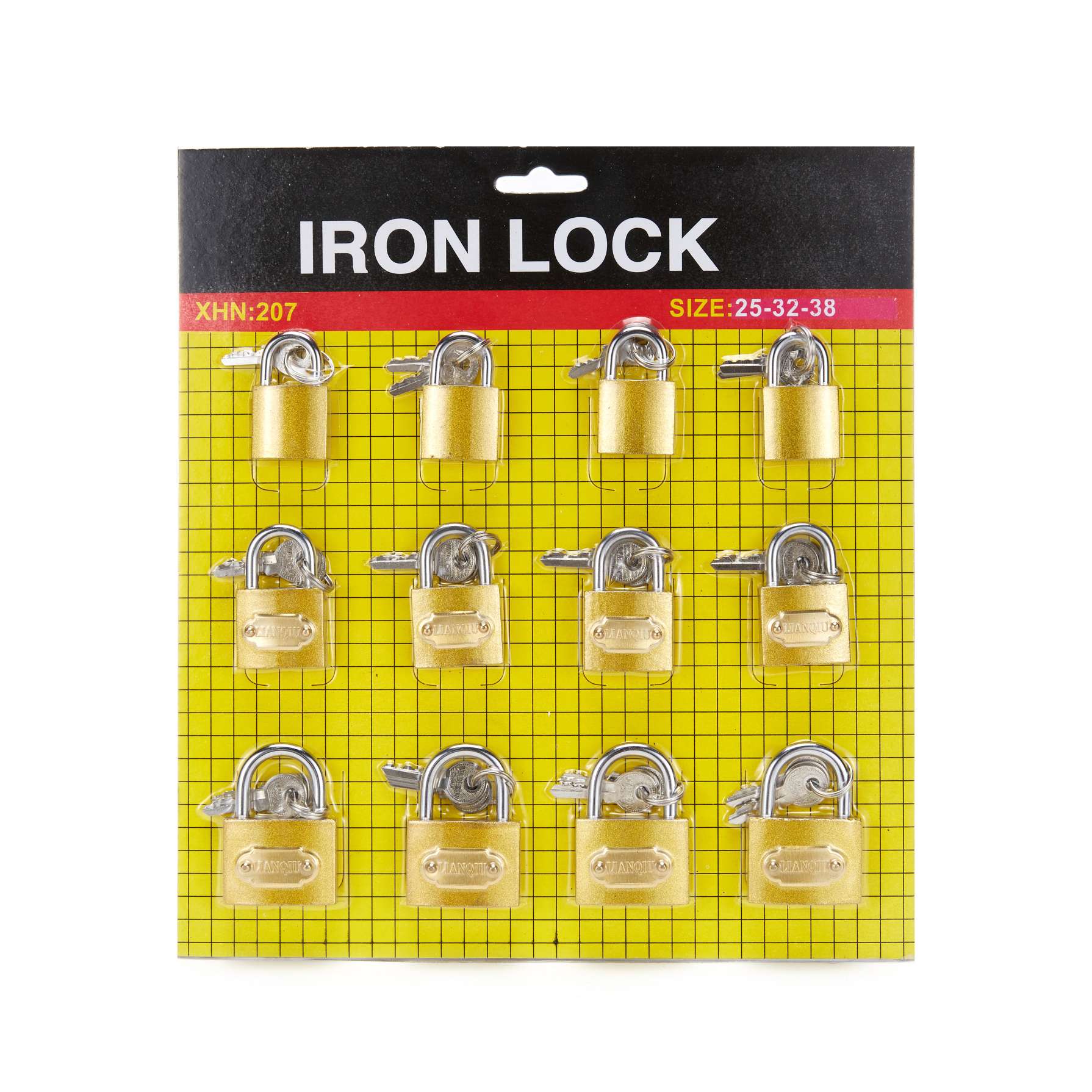 lianqiu金色锁25-32-38 吸卡锁 铁挂锁详情图1