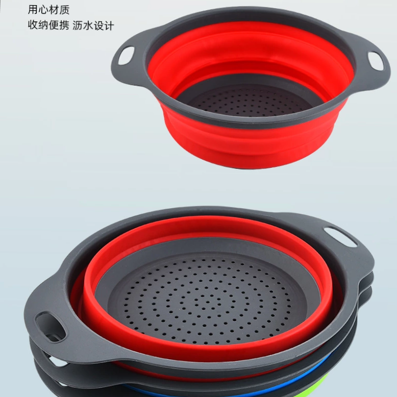 H72－大号圆形沥水篮 塑料圆形折叠洗菜篮厨房收纳水果盘