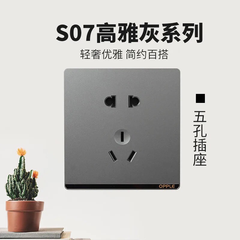 欧普高雅灰五孔
