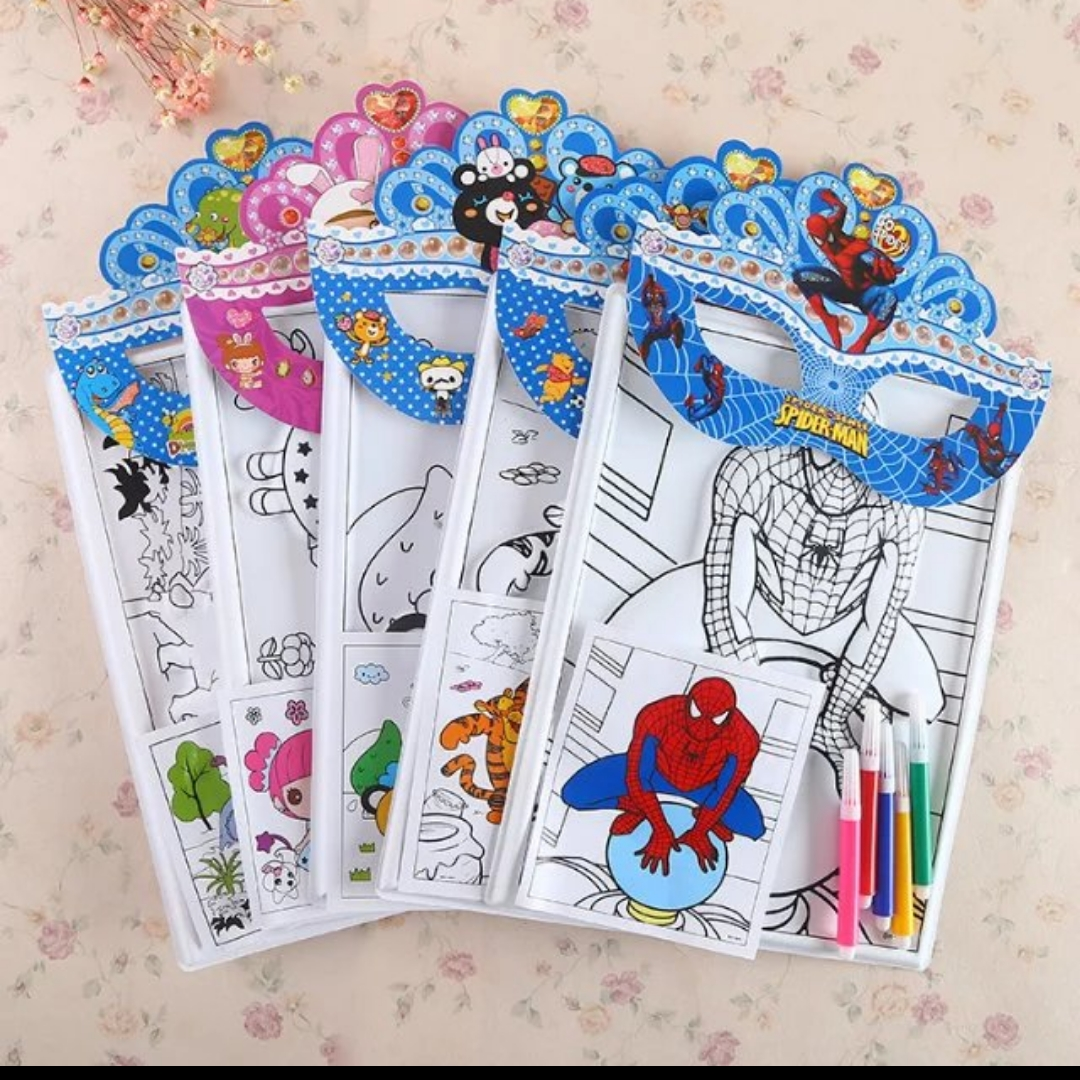 New masked children's puzzle drawing pad color pen set