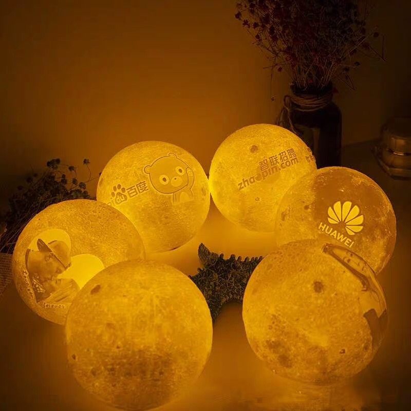 Creative gift night light LED Moon light 3D printing Moon light warm table lamp DIY to figure custom LOGO15cm three colors