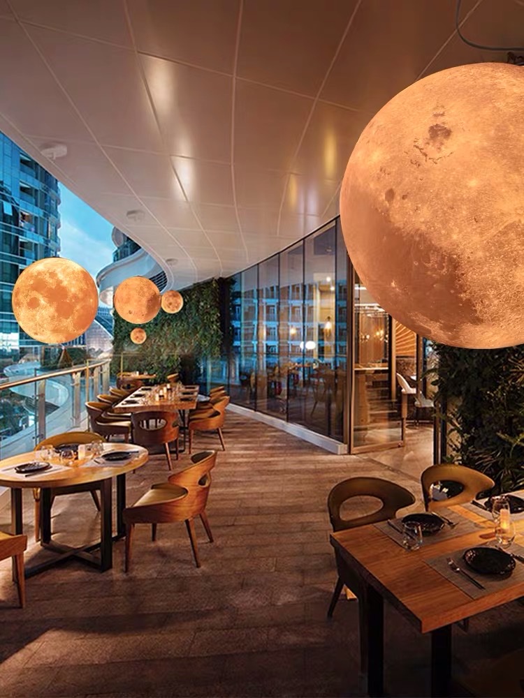 ins Chandelier, Nordic creative designer, planetary bedside lamp, commercial decorative moon lamp, 3d printed moon lamp, 25cm in size Application Scenario