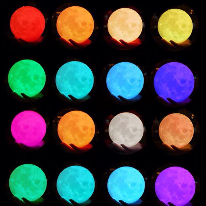 Moon lamp 3D printing Moon lamp personality bedroom atmosphere touch night light creative gift 16 color 15cm moon