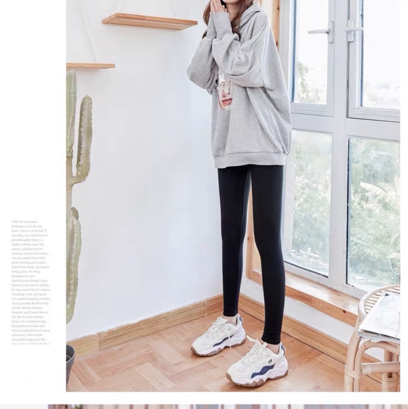 春秋薄款纯棉高腰燕麦色打底裤女外穿2021新款弹力显瘦黑色裤子 