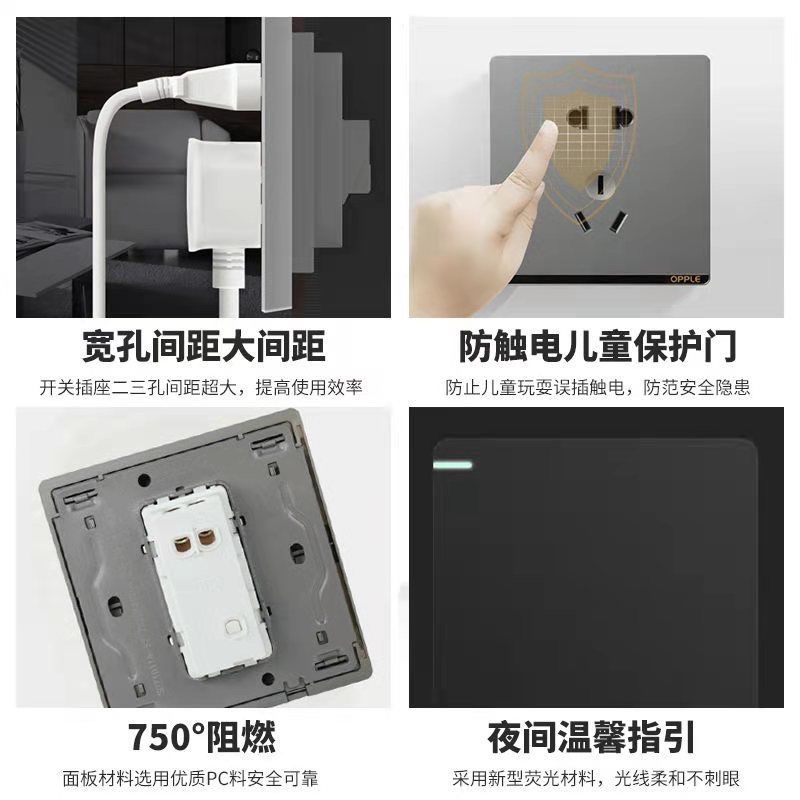 欧普高雅灰五孔产品图