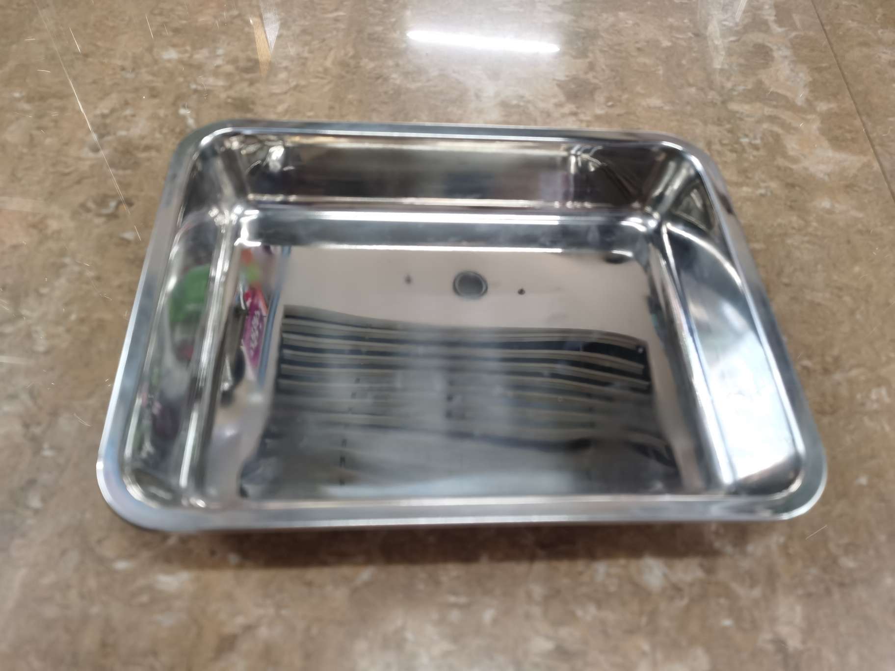 15 pieces of 1-centimeter-thick Japanese-style square plates, deepened stainless steel, non-magnetic details Picture