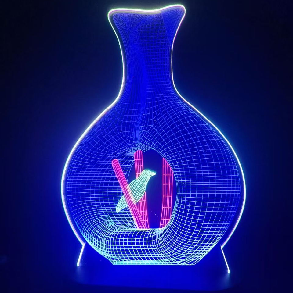 3D nightlight star lamp Bedroom ins room decoration Dormitory girl heart born Internet celebrity Creative gift acrylic vase crafts modeling USB