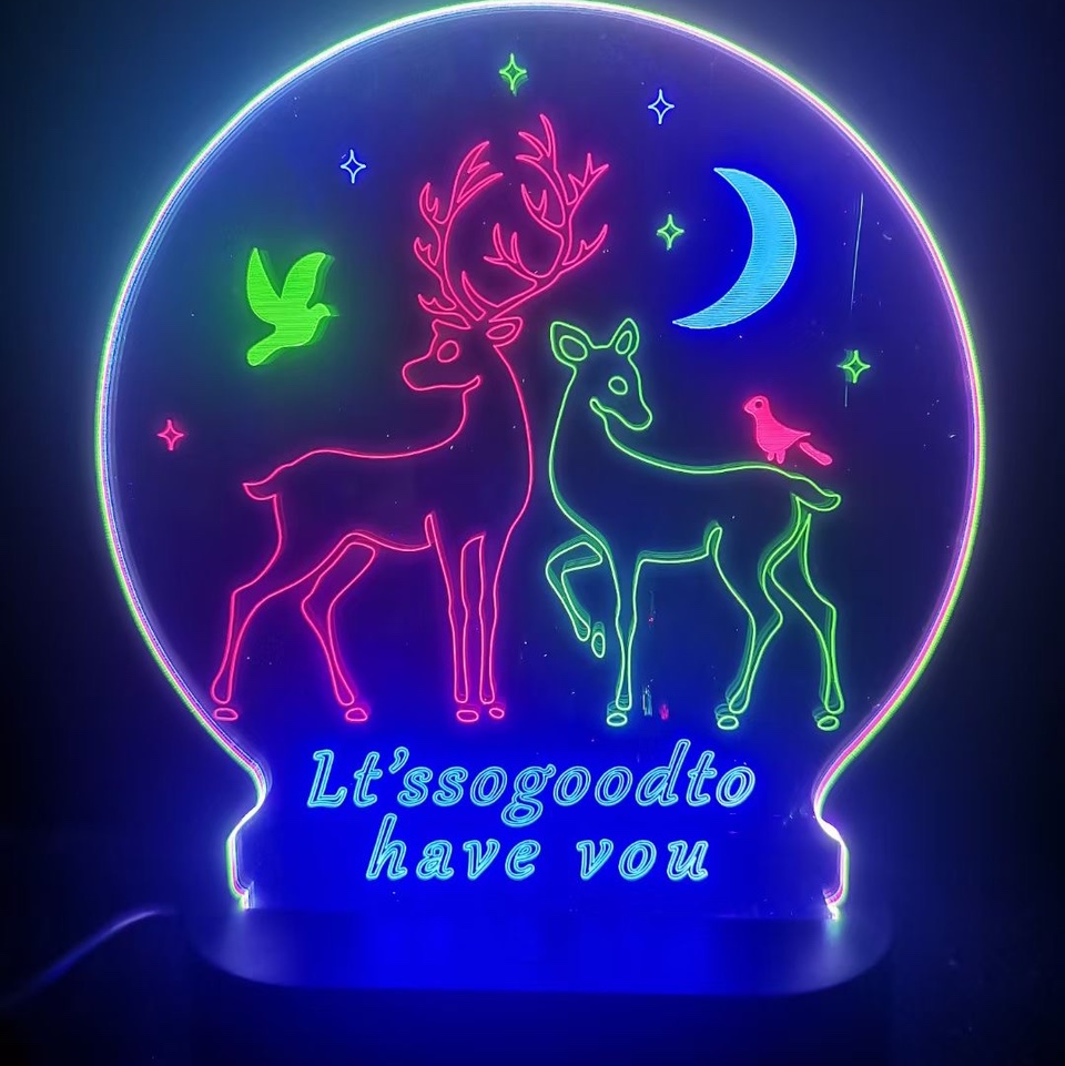 3D nightlight star lamp bedroom ins room decoration Dormitory girl heart born Internet celebrity creative gift double elk USB