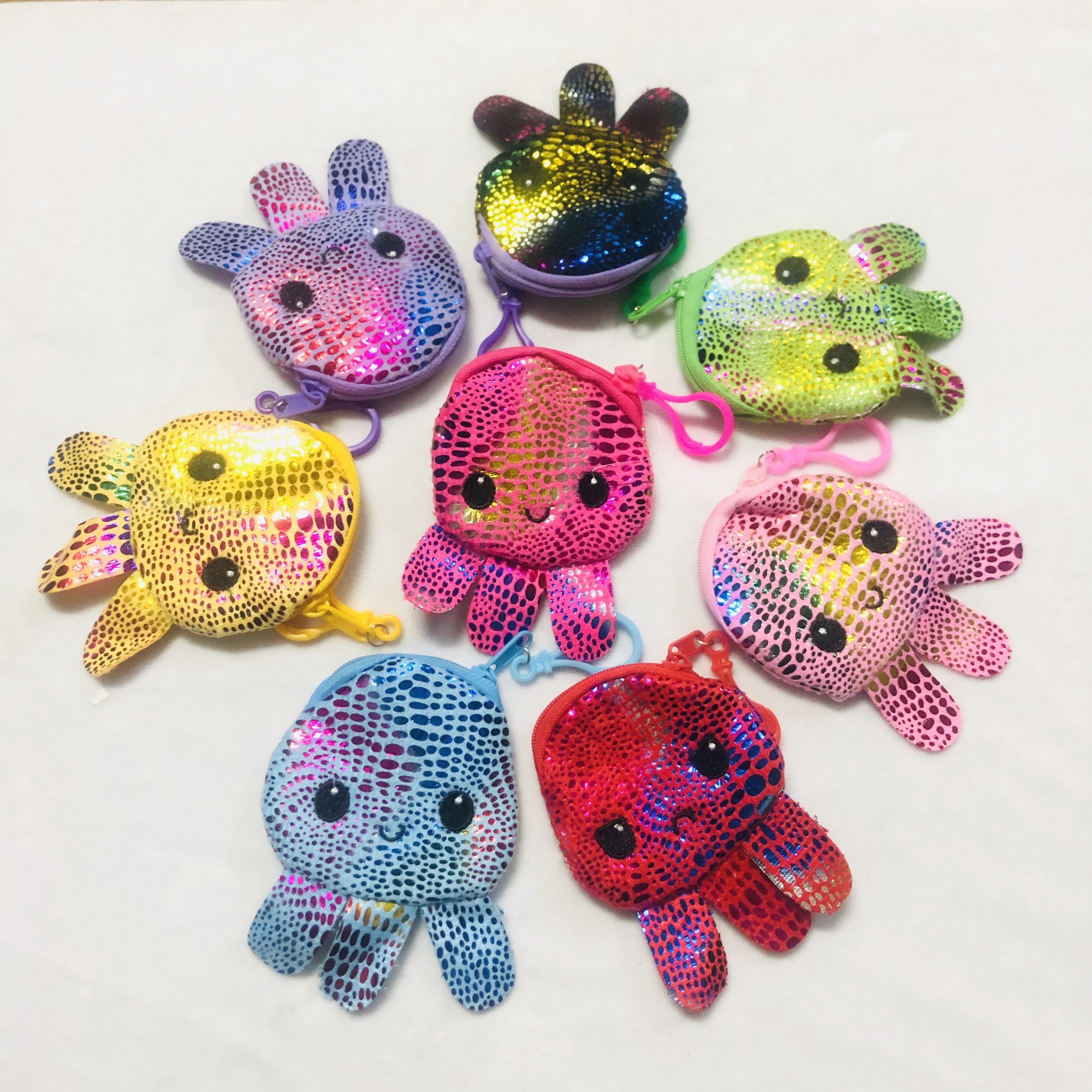 毛绒玩具钱包儿童零钱包章鱼钱包烫金章鱼钱包刺绣八爪鱼彩色钱包产品图