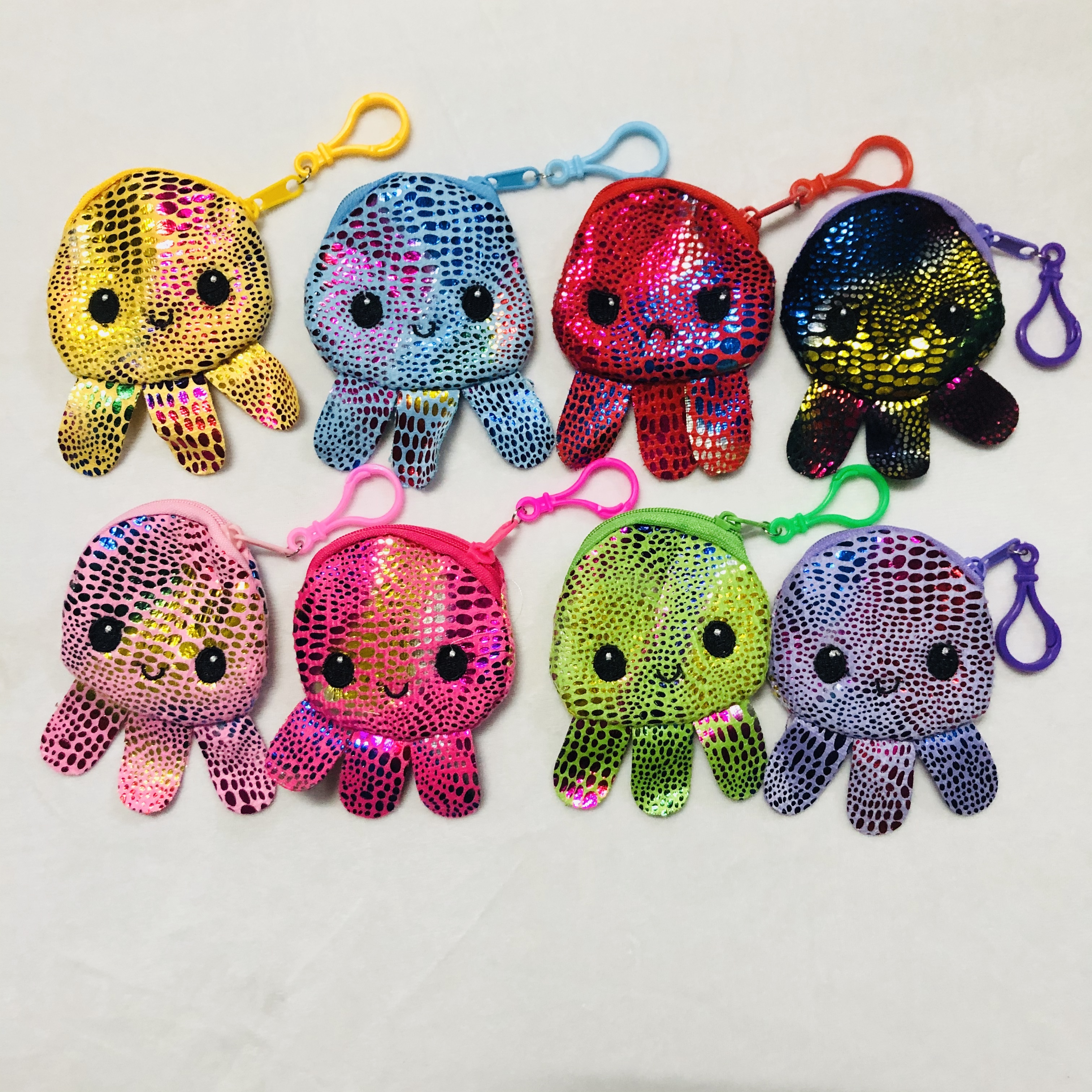 毛绒玩具钱包儿童零钱包章鱼钱包烫金章鱼钱包刺绣八爪鱼彩色钱包详情图2