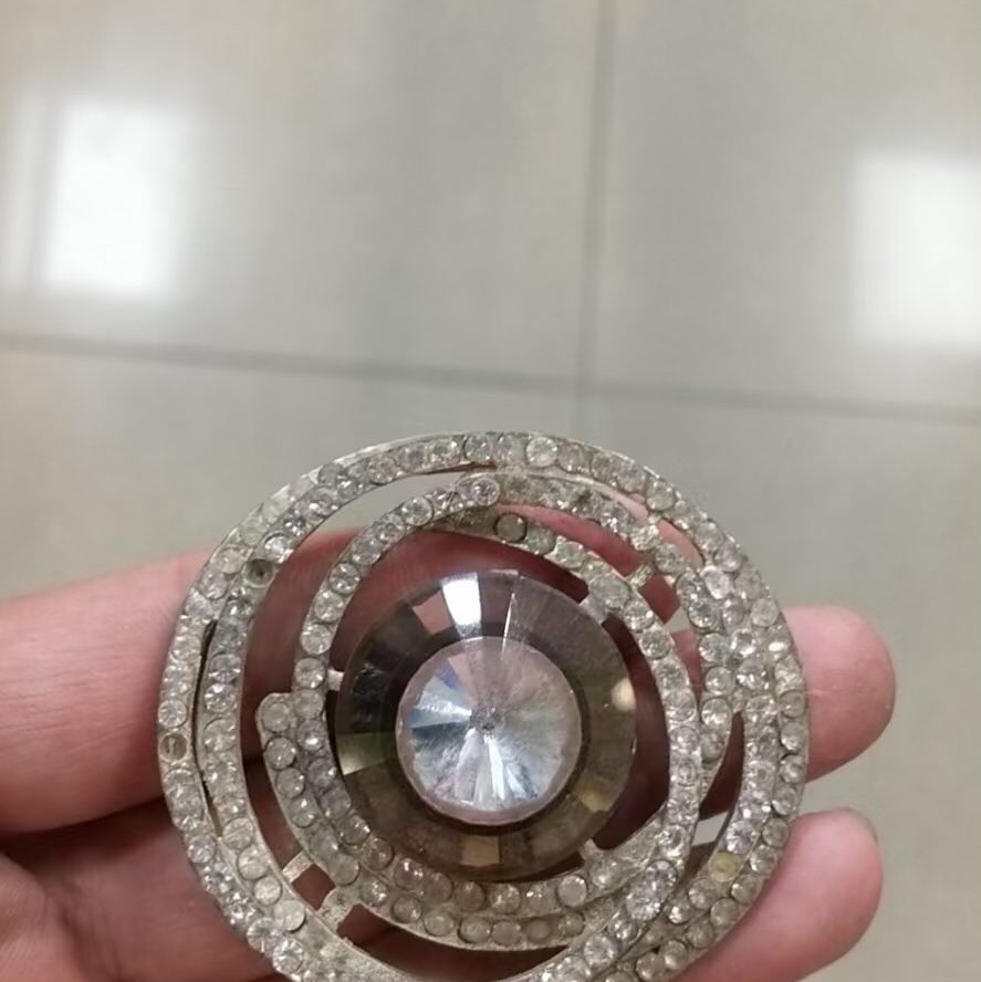 Glass Clasp Round Metal Rhinestone Clasp Small Spice Double Ring Diamond-Inlaid Button Flower Shape Full Diamond-Embellished Button Sweater Knitwear Accessories
